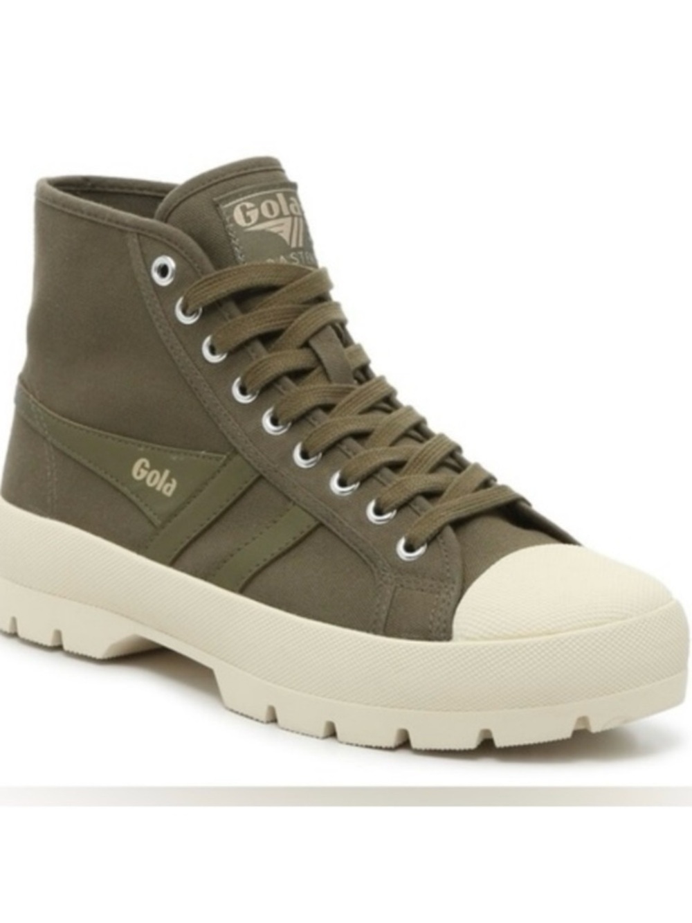 Gola Olive High-Top Canvas Sneaker with Cream Sole